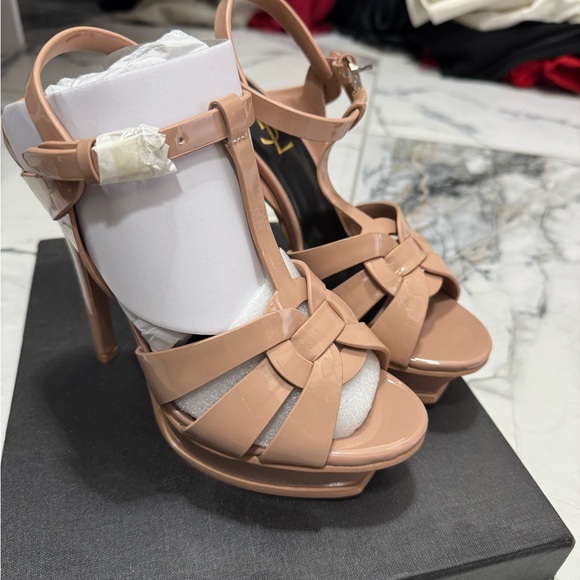 Saint Laurent Blush Pink Strappy Heels - Picture 2 of 2